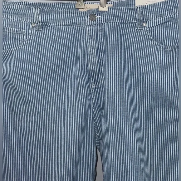 Soft Surroundings Blue/White Striped Straight Crop Pants - Picture 3 of 7